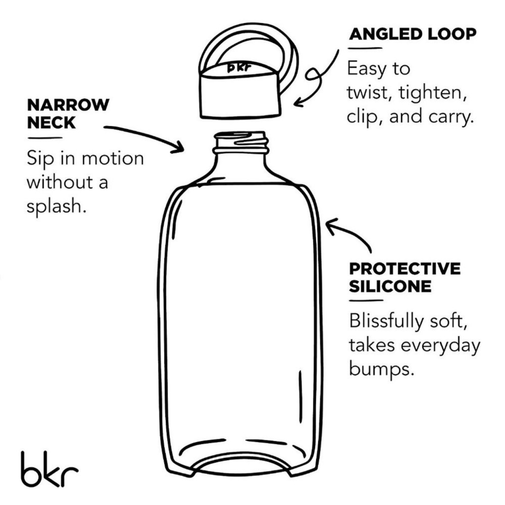 BKR Glass Water Bottle Blue 16 oz - 500ml - Picture 12 of 13